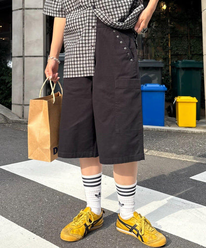 【男女通用】半圓形鉚釘口袋褲