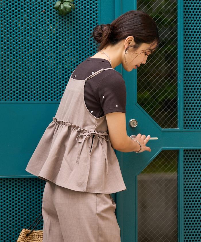 亞麻觸感 背心 套裝