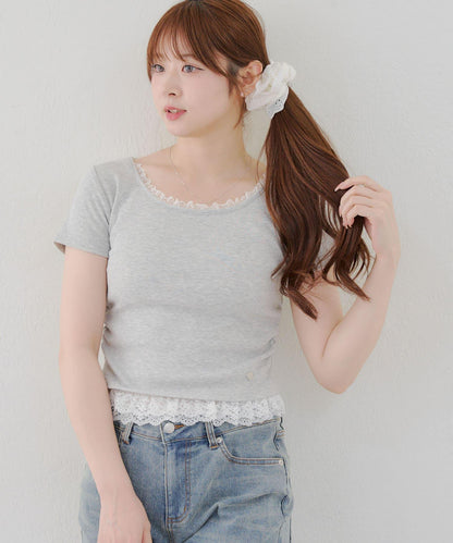 【@re.__mi23精選】下襬蕾絲T-shirt