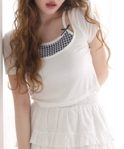 【一件接一件】層疊風帶蝴蝶結上衣