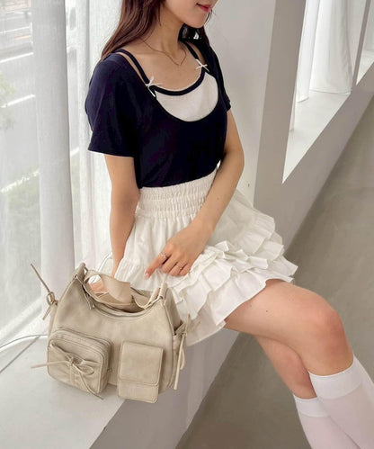 【一件接一件】層疊風帶蝴蝶結上衣