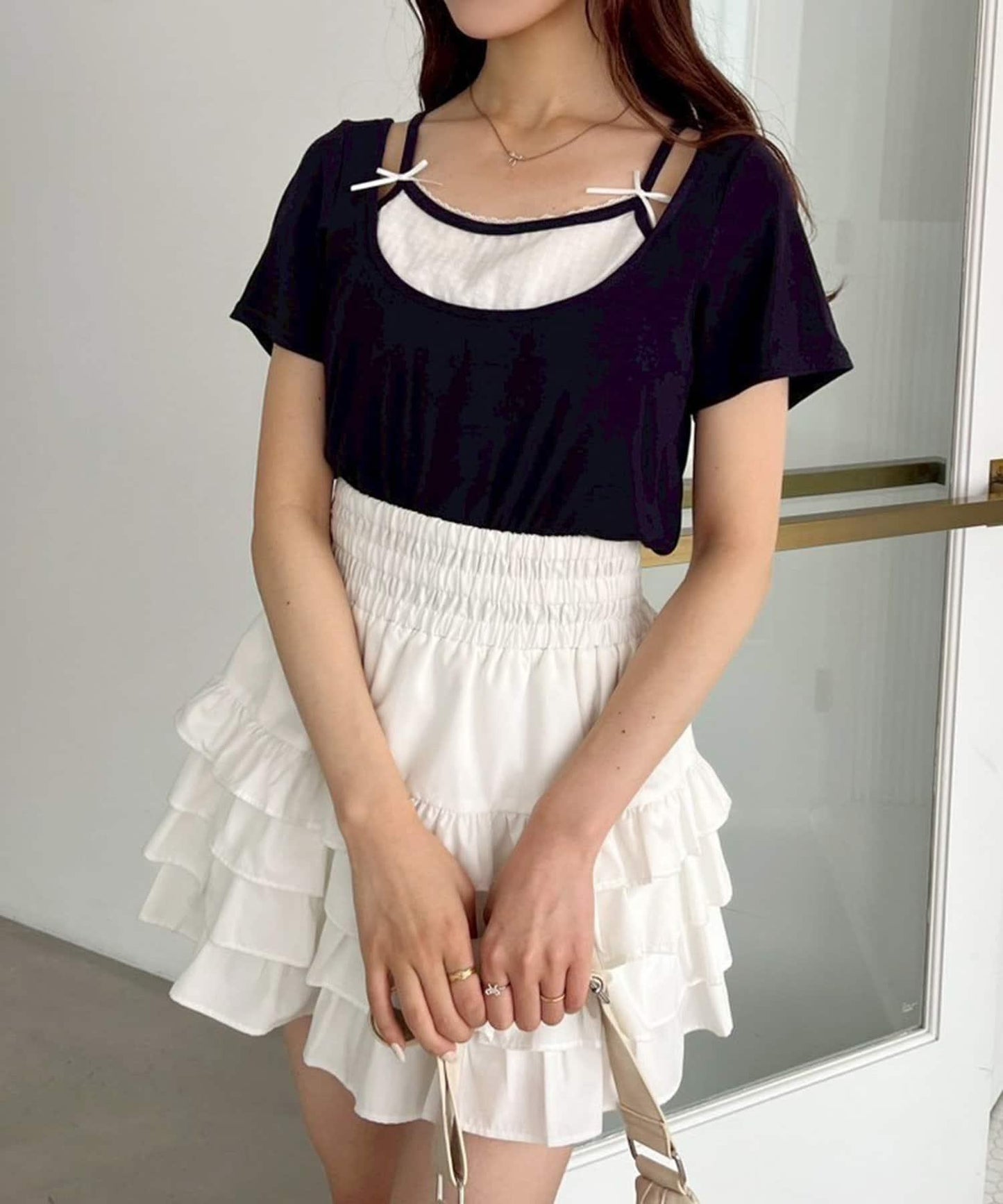 【一件接一件】層疊風帶蝴蝶結上衣