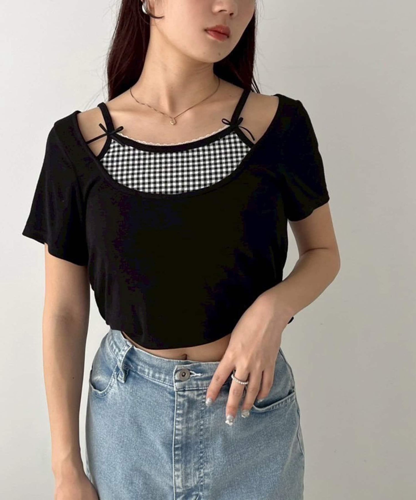 【一件接一件】層疊風帶蝴蝶結上衣