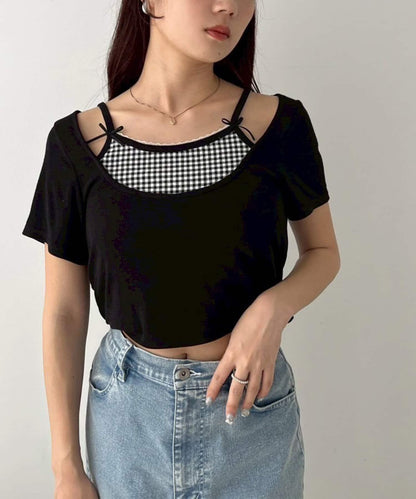 【一件接一件】層疊風帶蝴蝶結上衣