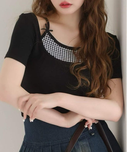 【一件接一件】層疊風帶蝴蝶結上衣