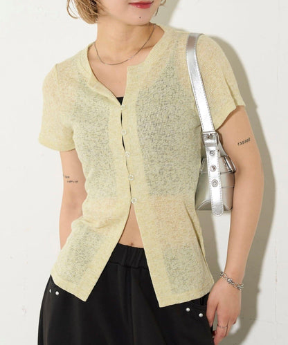 透視修身短袖開衫