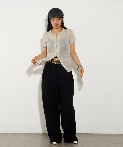 透視修身短袖開衫