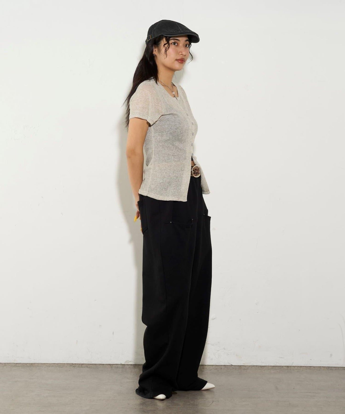 透視修身短袖開衫