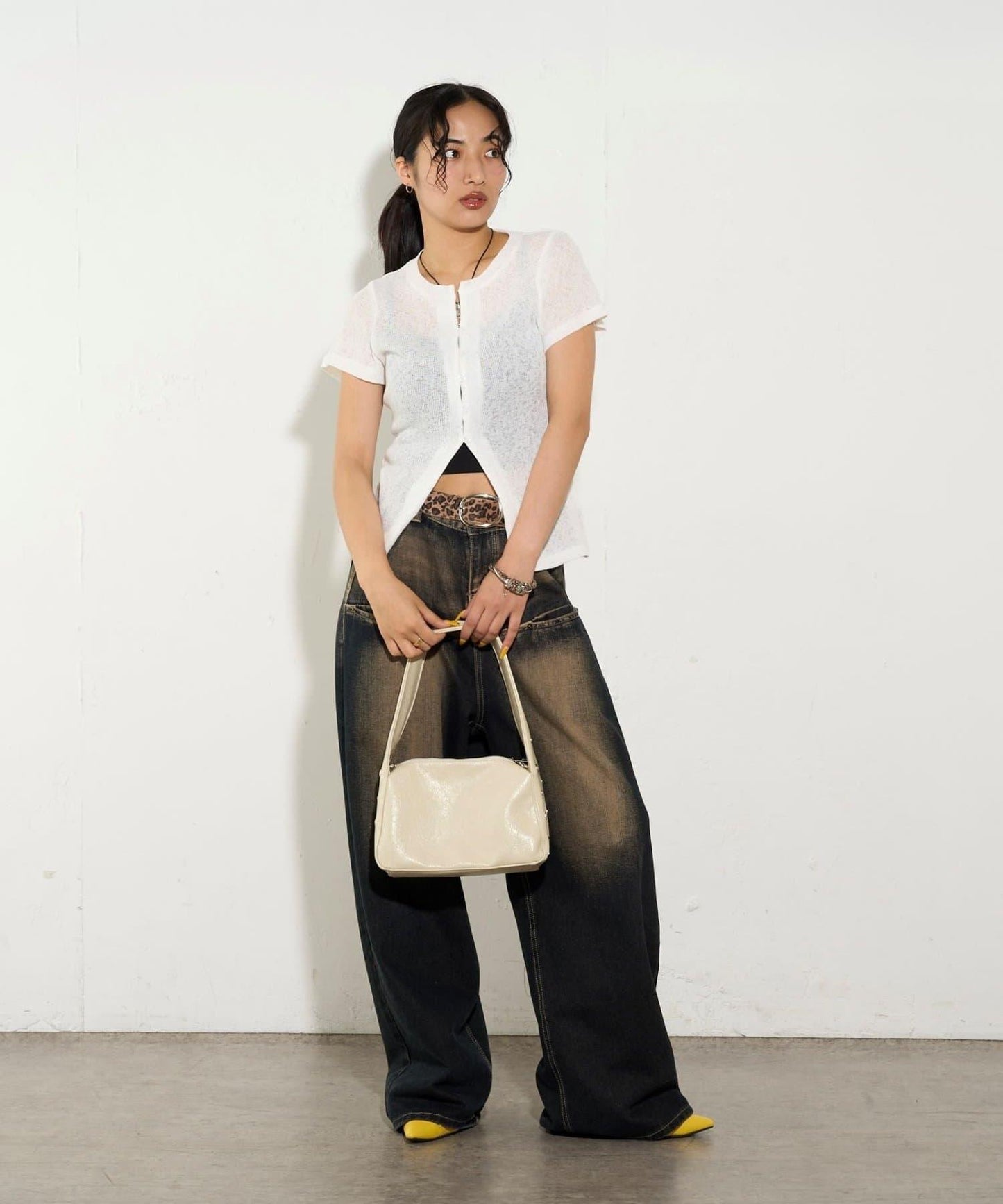 透視修身短袖開衫