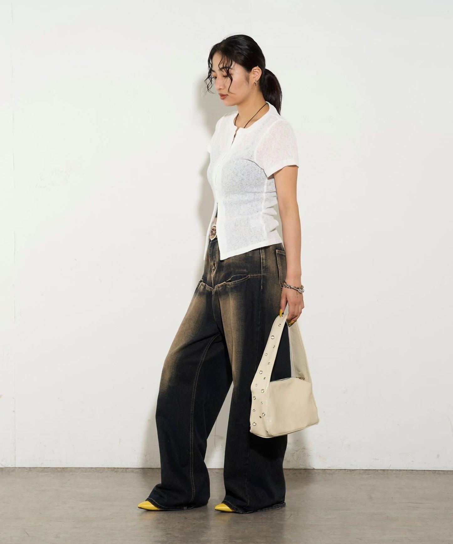 透視修身短袖開衫