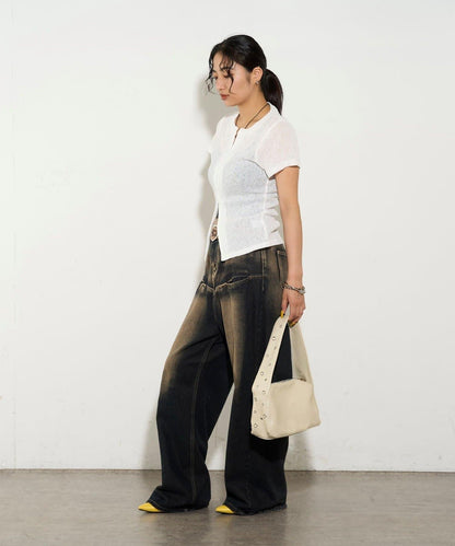 透視修身短袖開衫