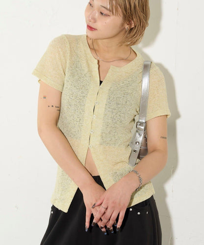 透視修身短袖開衫