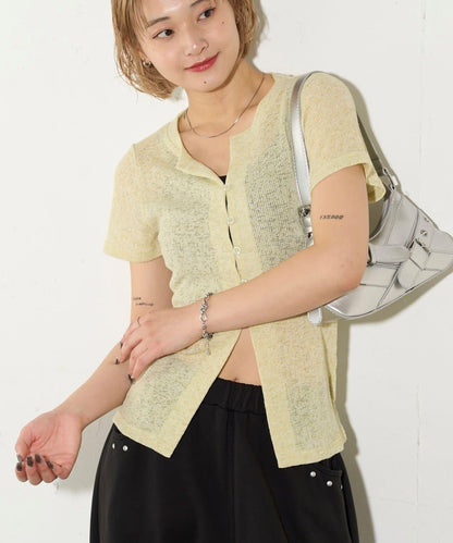 透視修身短袖開衫