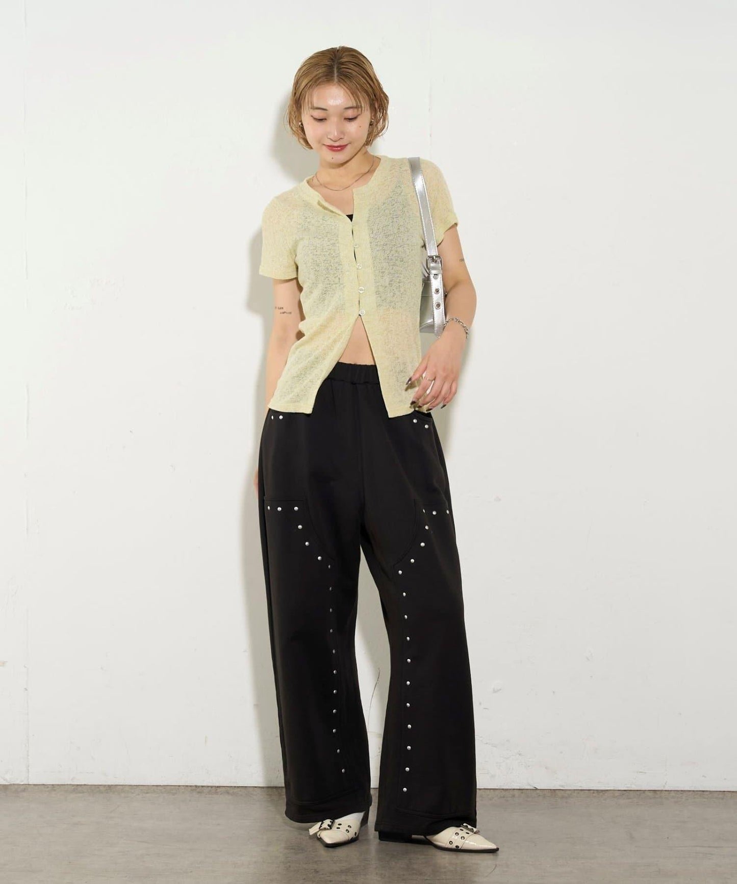 透視修身短袖開衫