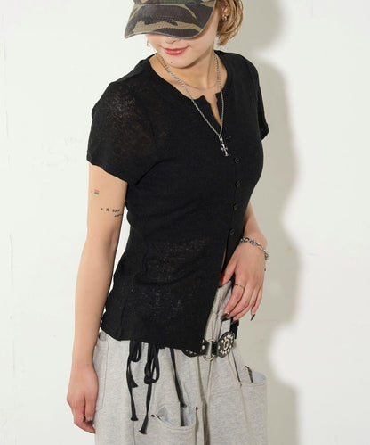 透視修身短袖開衫