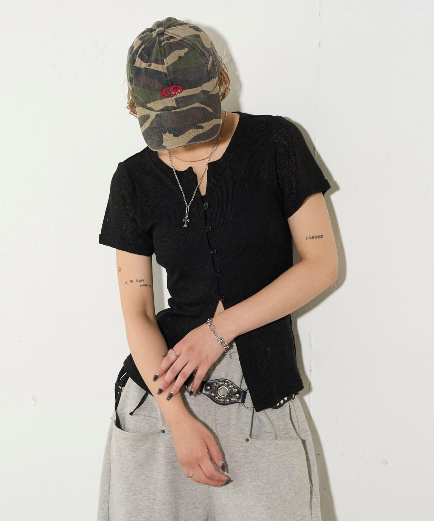 透視修身短袖開衫