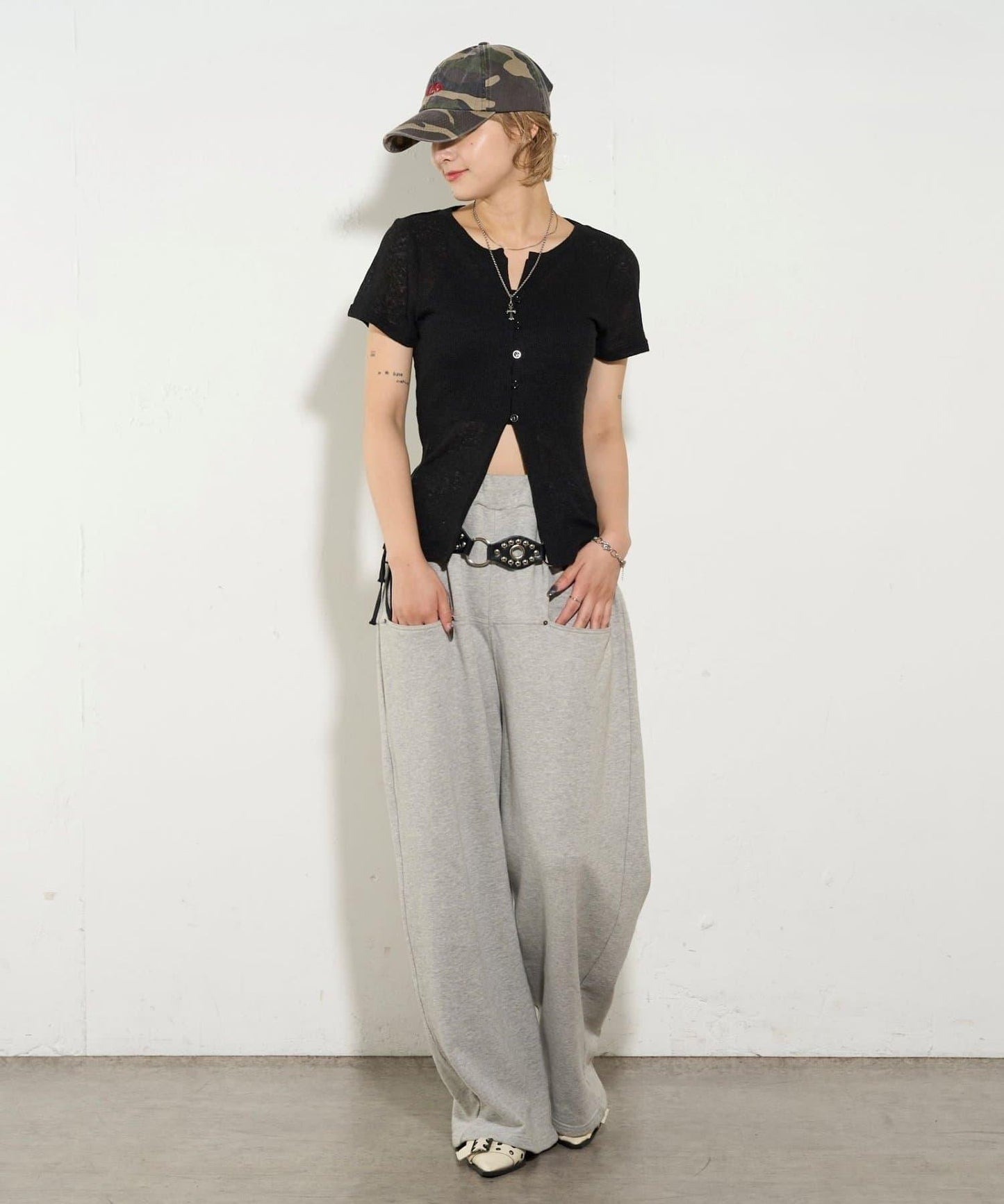 透視修身短袖開衫