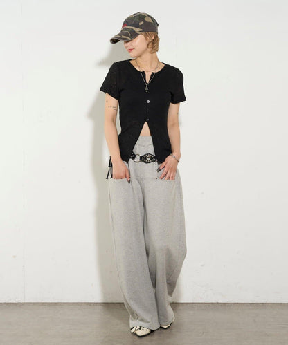 透視修身短袖開衫