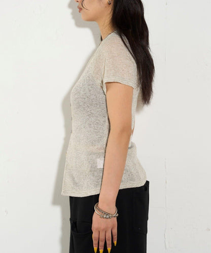 透視修身短袖開衫