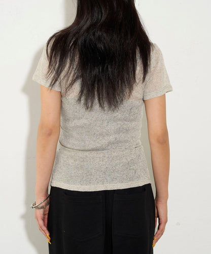 透視修身短袖開衫