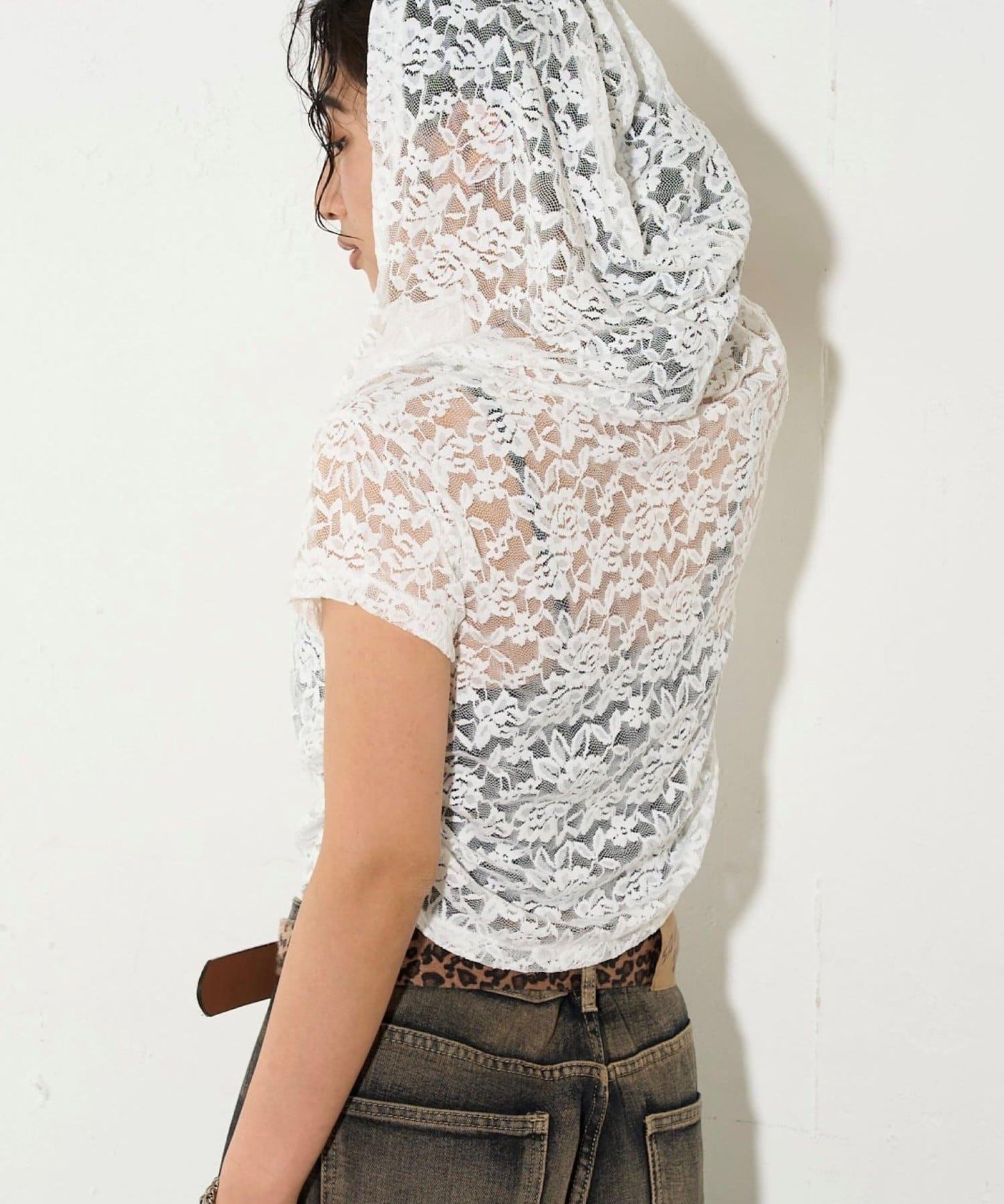 透視亨利領短袖帽衫