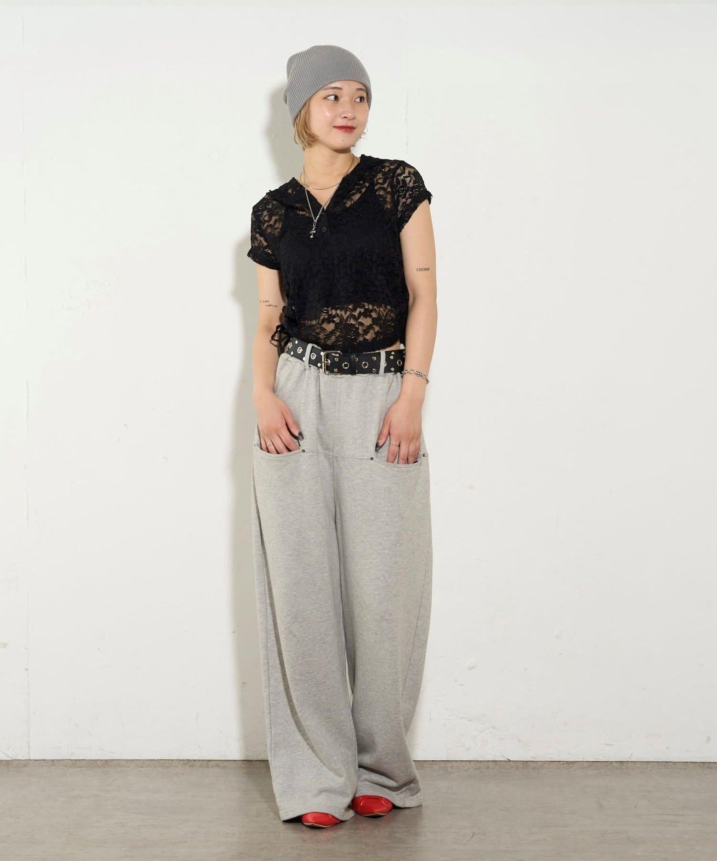 透視亨利領短袖帽衫