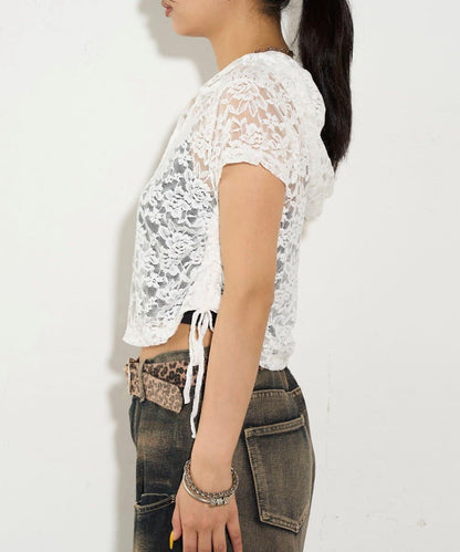 透視亨利領短袖帽衫