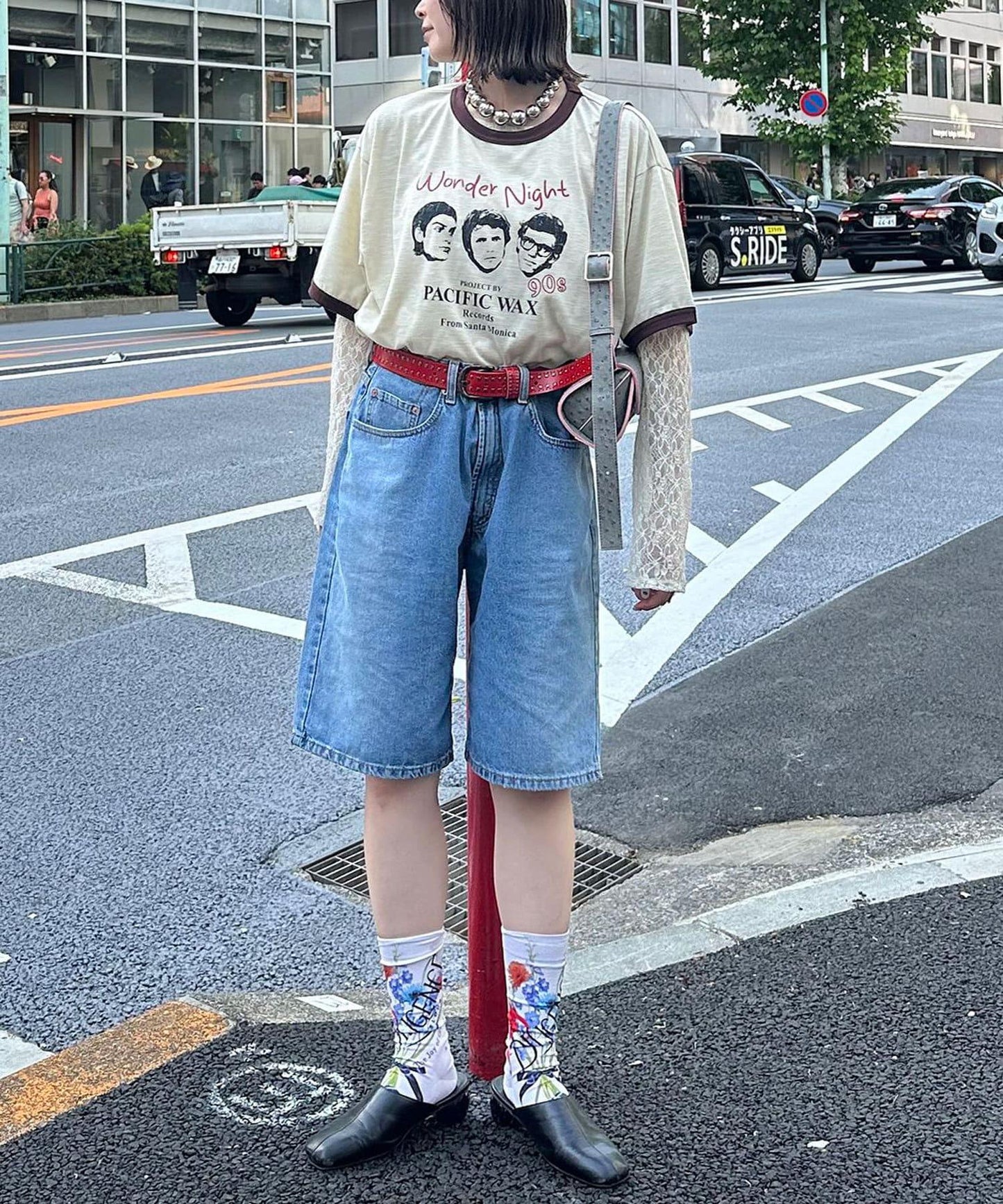 多色印花圓領T恤