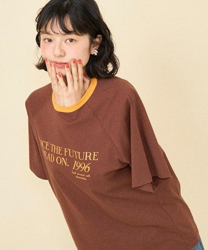 藍色圓領印花T恤