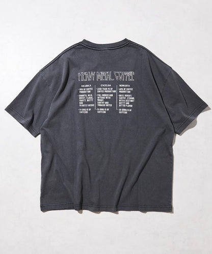 大號剪裁 皮革染色 裂紋印花 圓領T恤 / 重金屬咖啡 【限定推出】