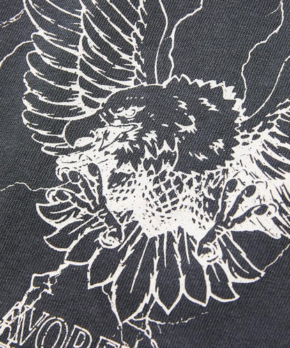 大號剪裁 皮革染色 裂紋印花 圓領T恤 / 重金屬咖啡 【限定推出】