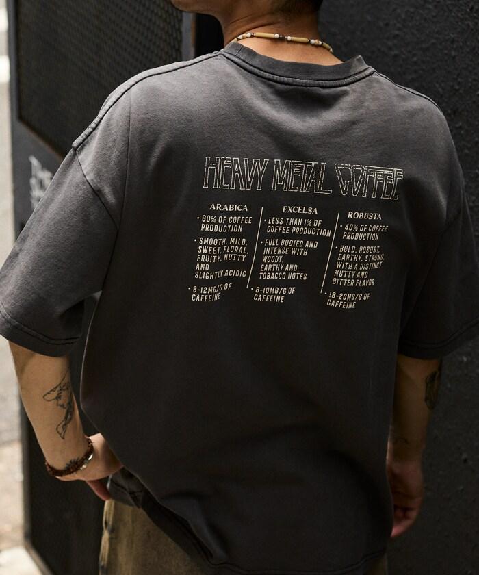 大號剪裁 皮革染色 裂紋印花 圓領T恤 / 重金屬咖啡 【限定推出】