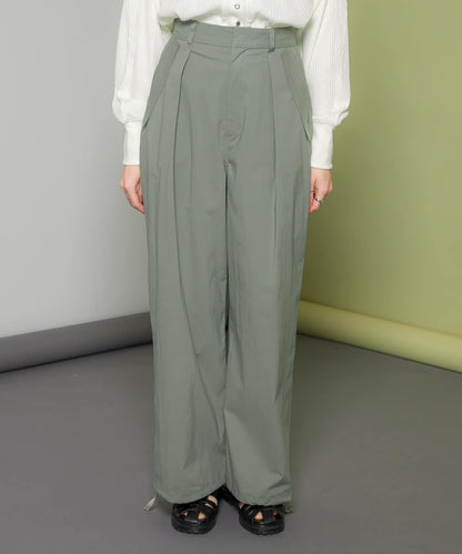 抽繩下襬工裝褲