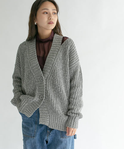 肩部開叉寬鬆針織開衫