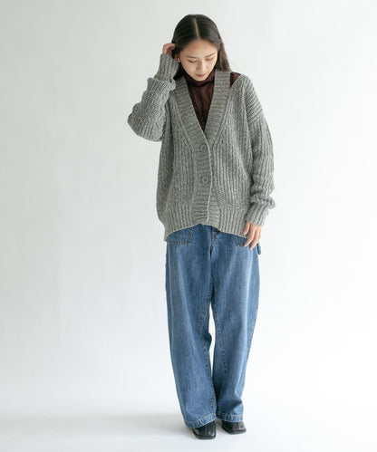 肩部開叉寬鬆針織開衫