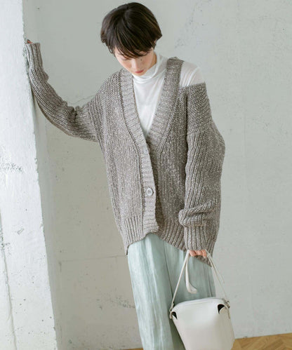 肩部開叉寬鬆針織開衫