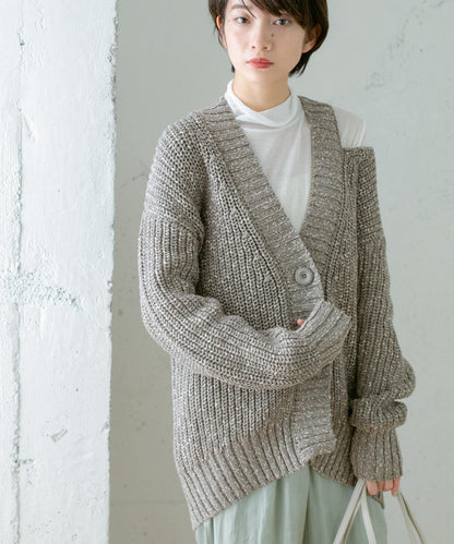 肩部開叉寬鬆針織開衫