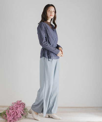 交叉領蕾絲襯衫