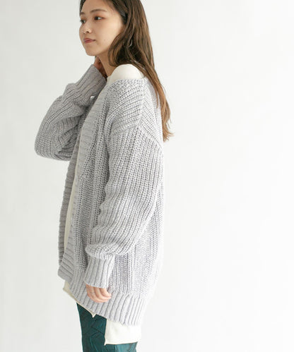 肩部開叉寬鬆針織開衫