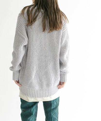 肩部開叉寬鬆針織開衫