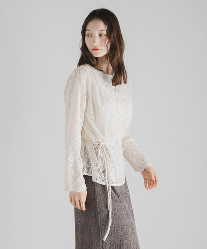 交叉領蕾絲襯衫