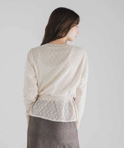 交叉領蕾絲襯衫