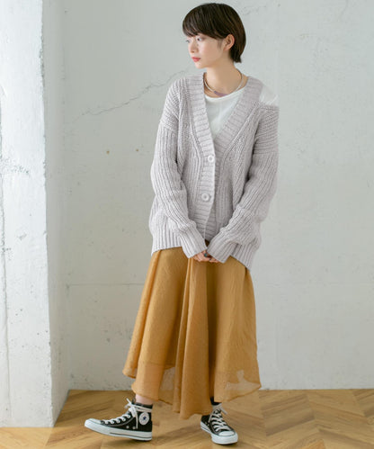 肩部開叉寬鬆針織開衫