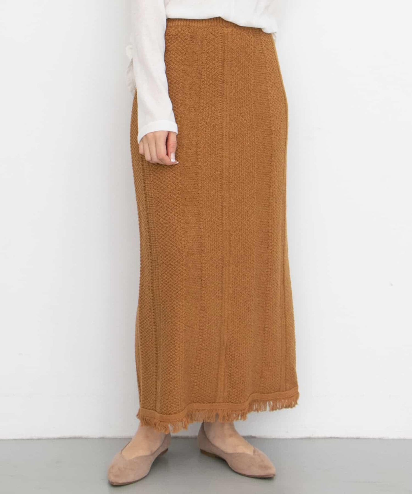 修身流蘇針織半身裙