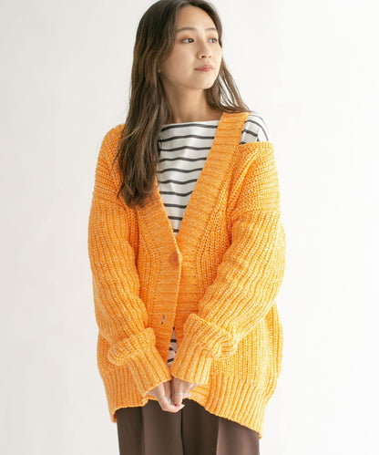 肩部開叉寬鬆針織開衫