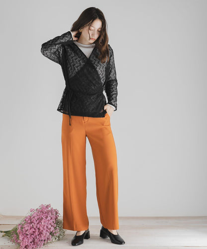 交叉領蕾絲襯衫