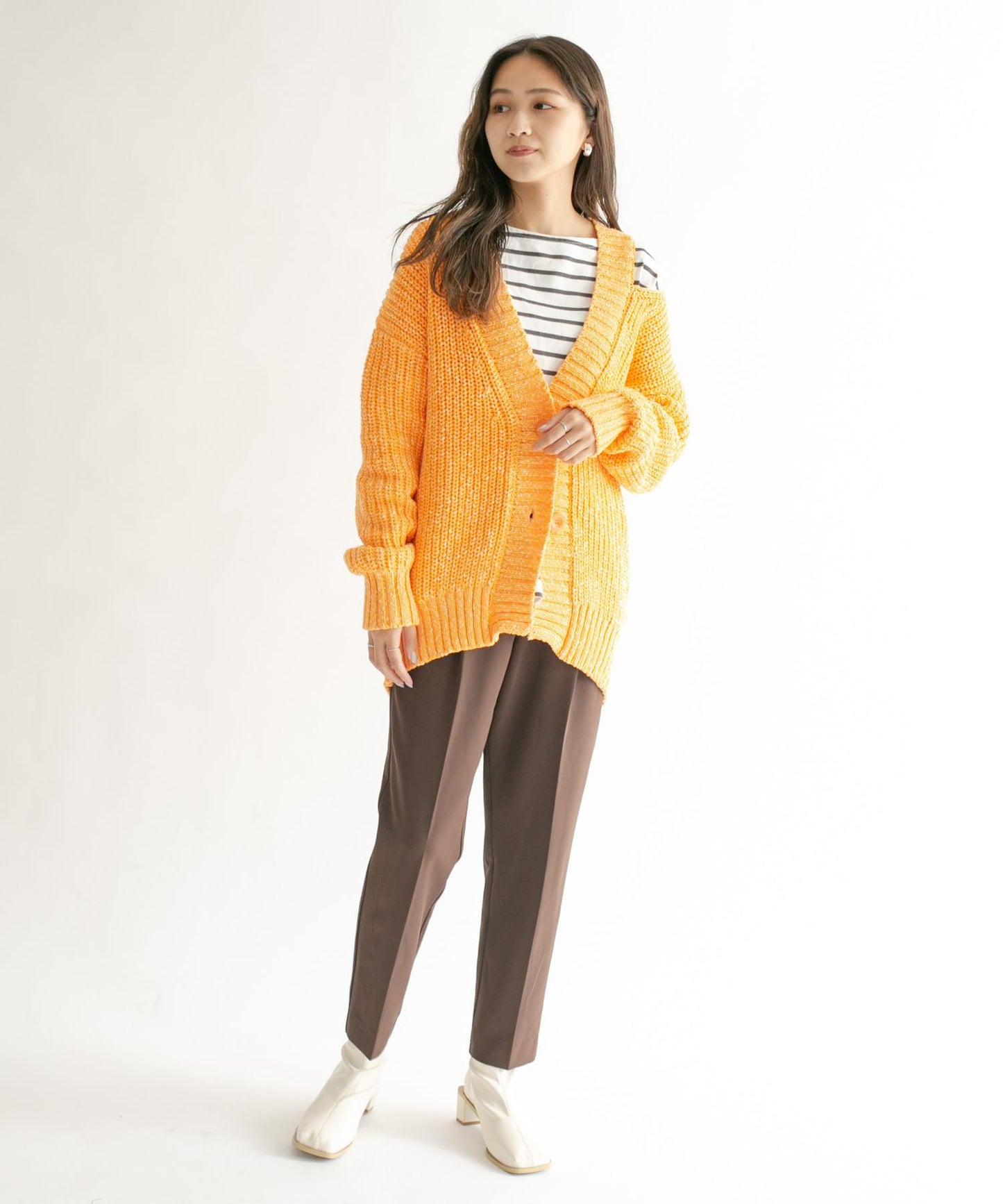 肩部開叉寬鬆針織開衫