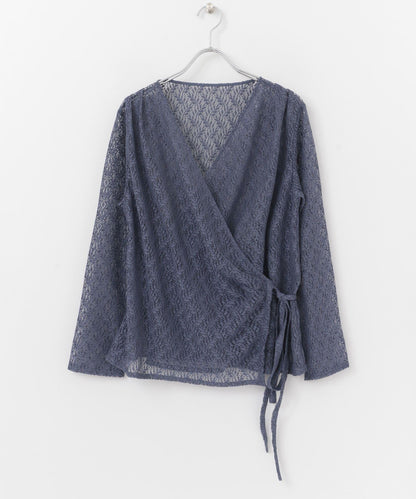 交叉領蕾絲襯衫