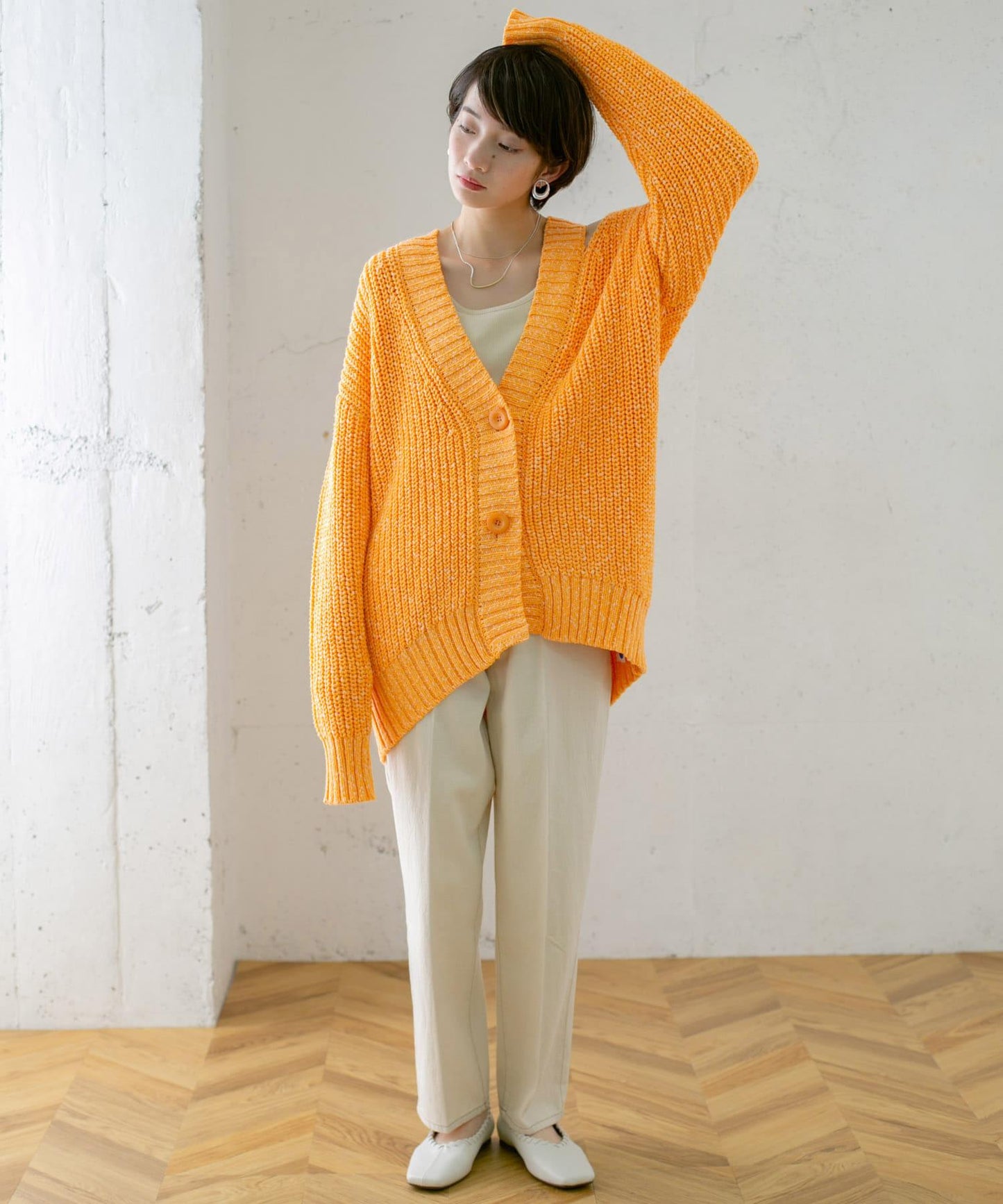 肩部開叉寬鬆針織開衫