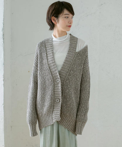 肩部開叉寬鬆針織開衫